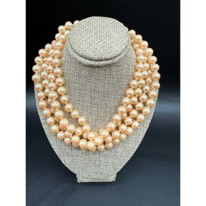 Vintage Majorica Necklace Faux Pearl Opera Length‎ Sterling Clasp W/ OG Tag 54"